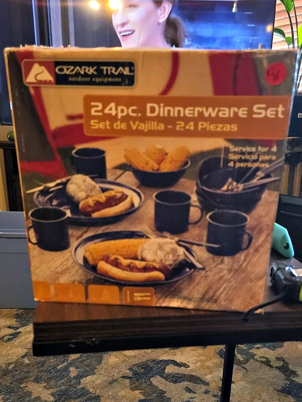 Ozark Trail 24-Piece Enamel Dinnerware Set Blue
